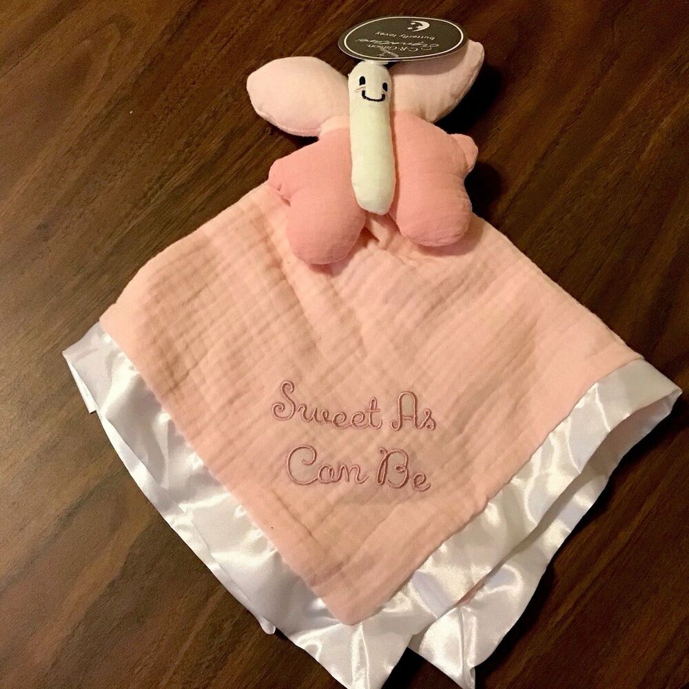 CR Gibson Signature Butterfly Lovey Pink Blanket Plush Security Sweet As Can Be